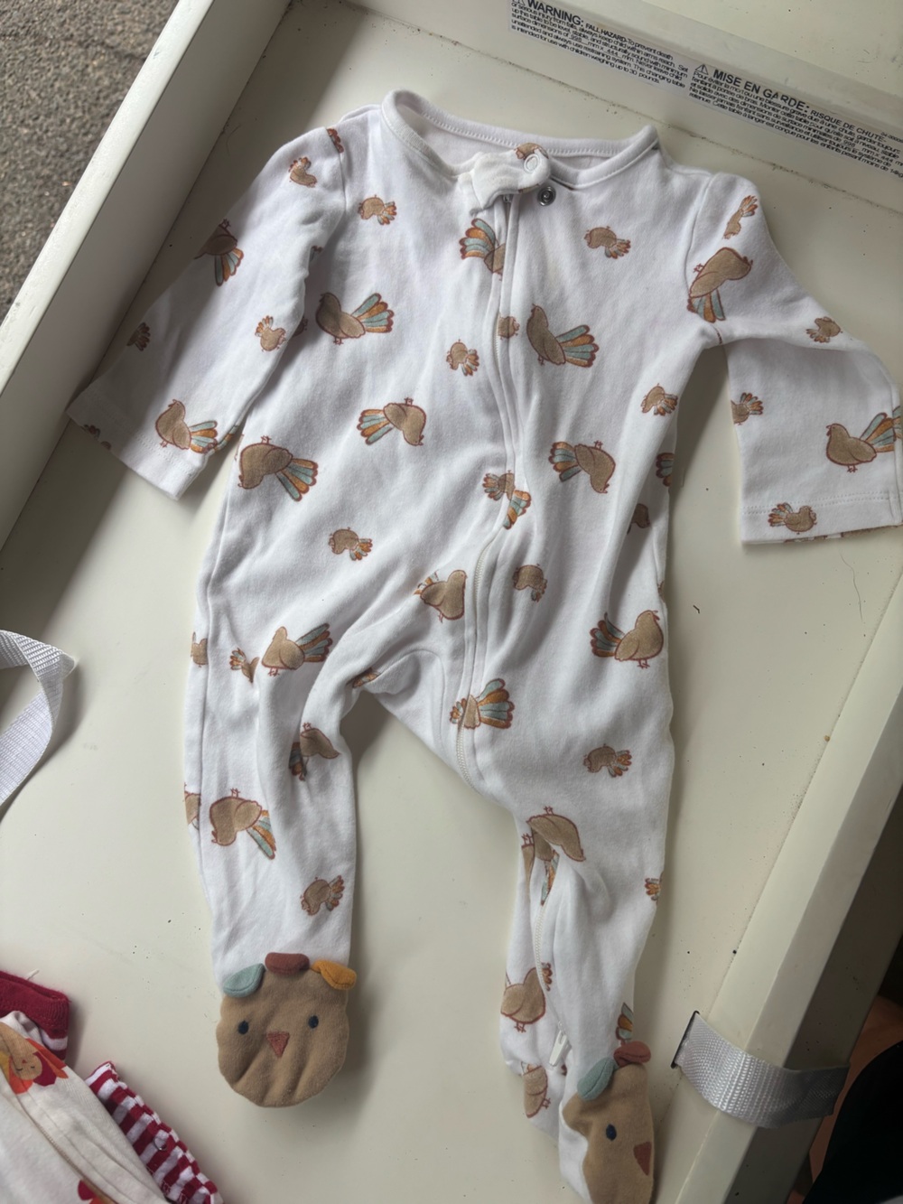 Carter's White Footed Sleep Sack with Beige Bird Print